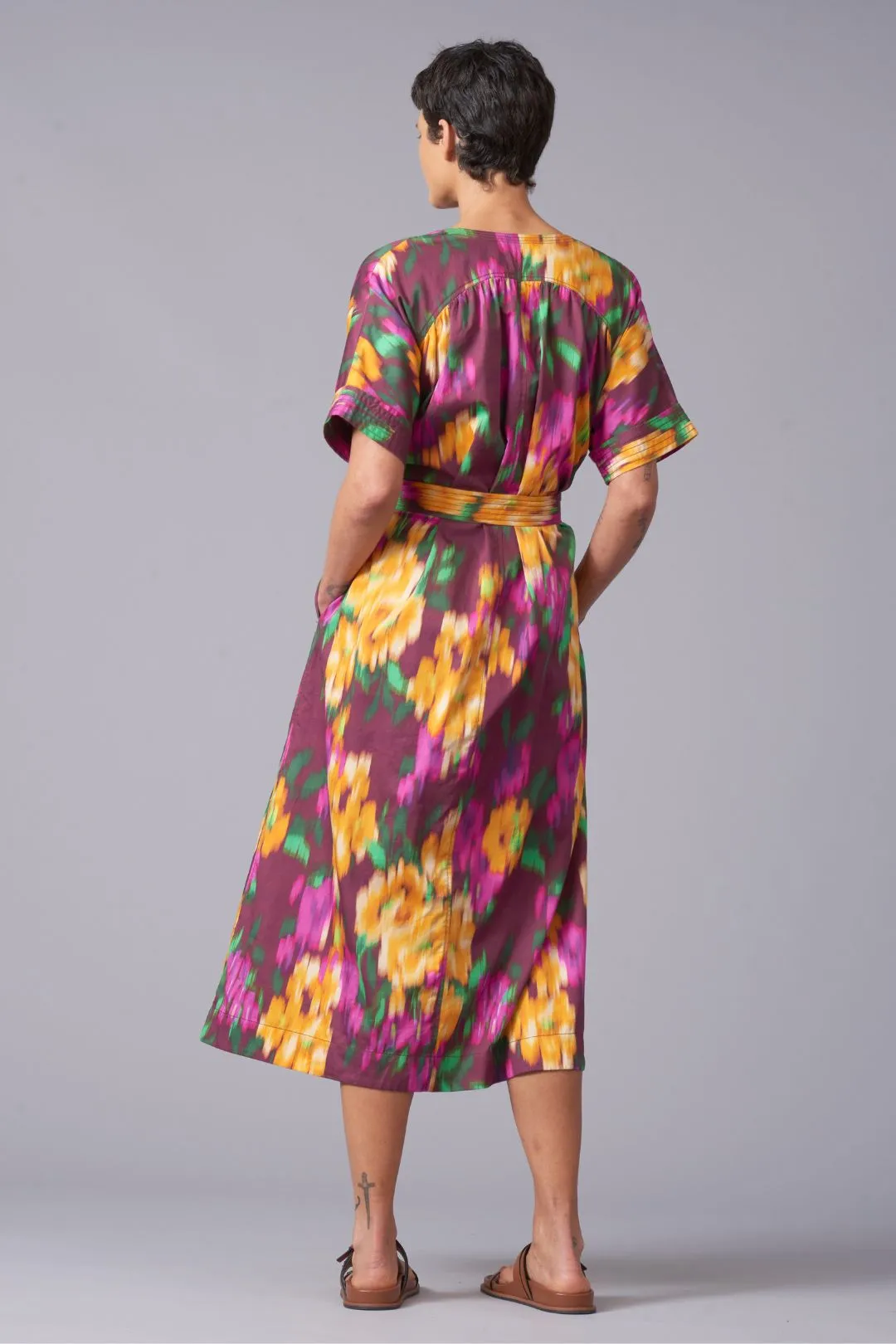 Fleur Sateen Belted Dress