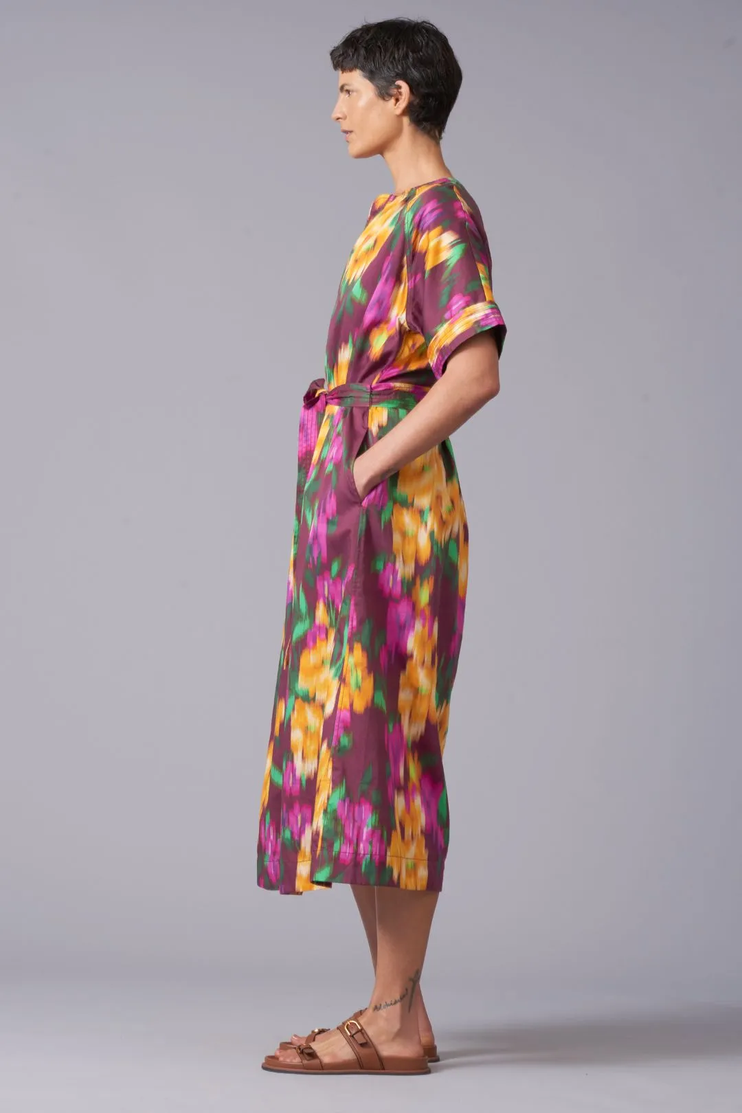 Fleur Sateen Belted Dress