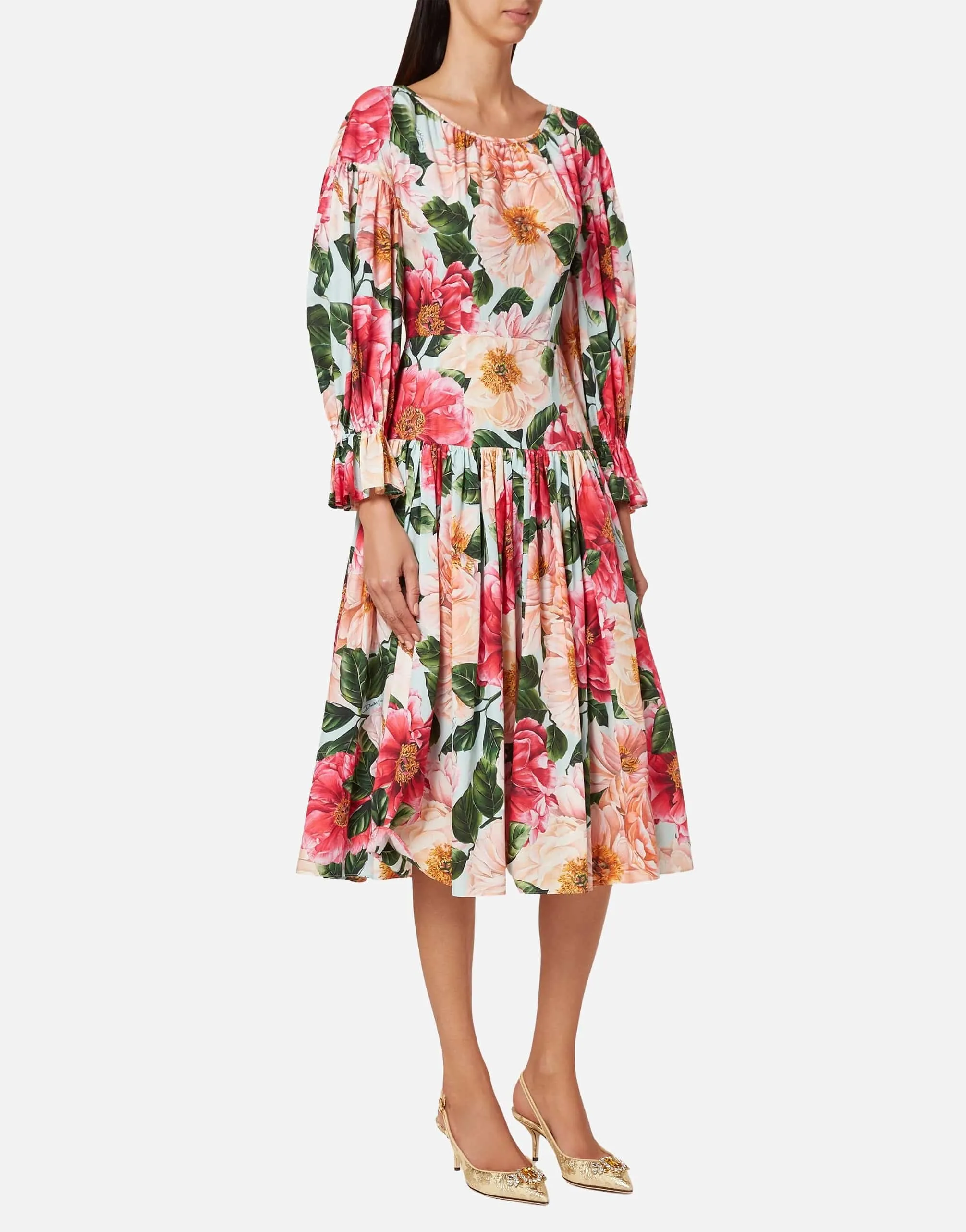 Floral Cotton Poplin Midi Dress
