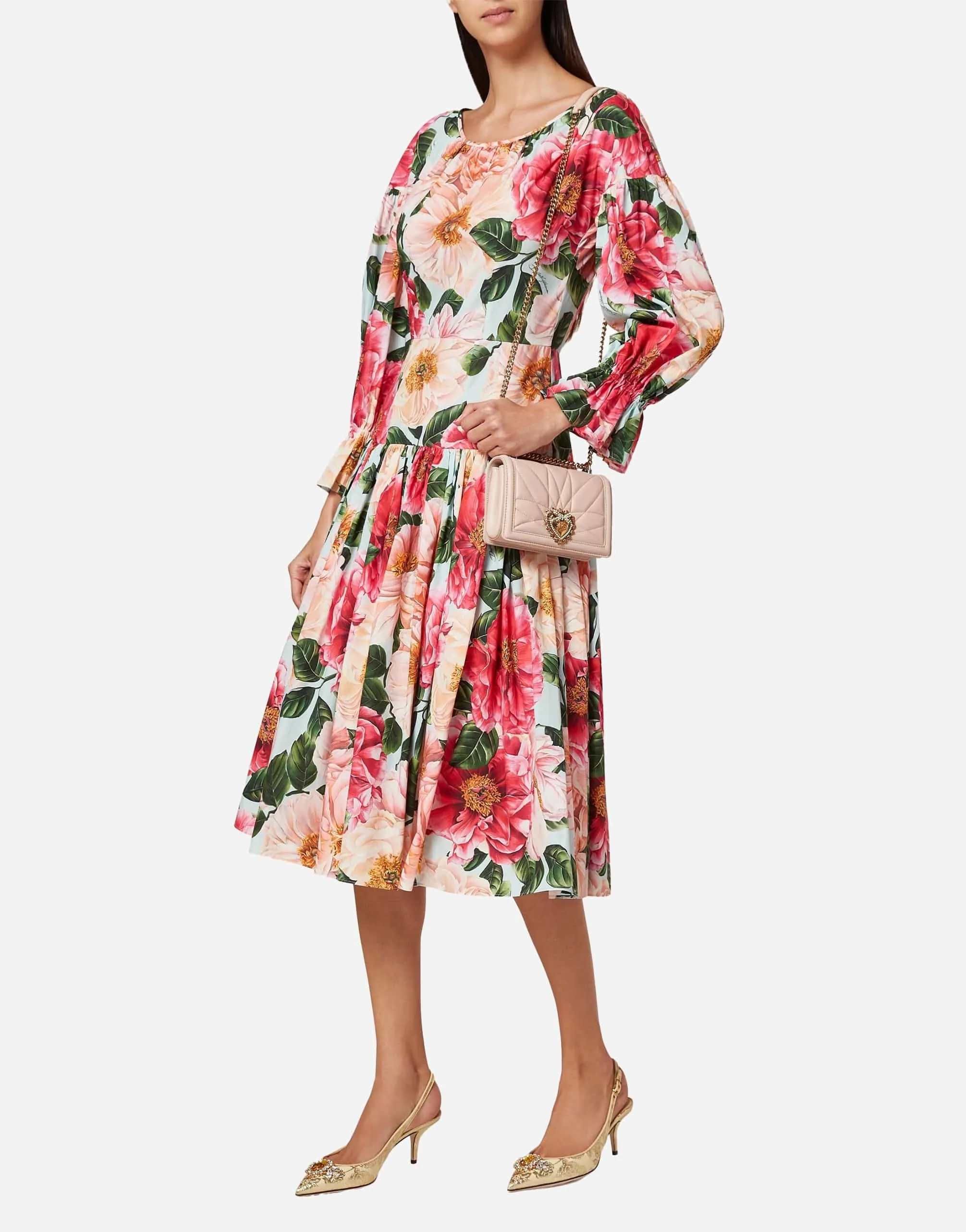 Floral Cotton Poplin Midi Dress