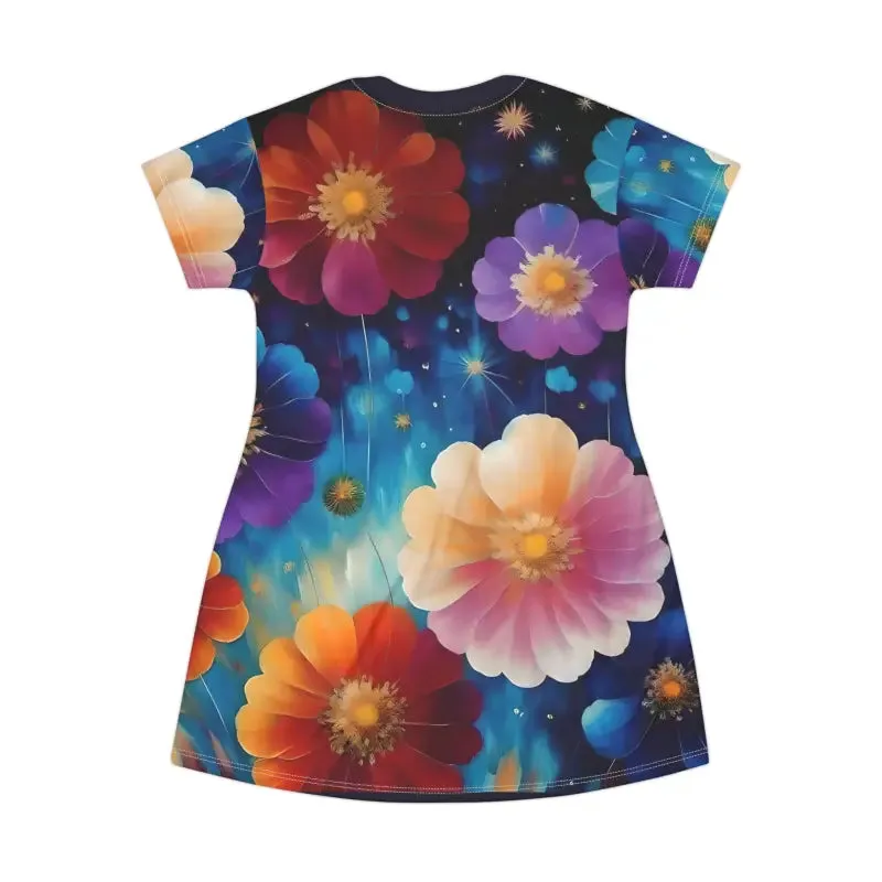 Floral Frenzy Shirt Dress with Bright Colorful Flowers