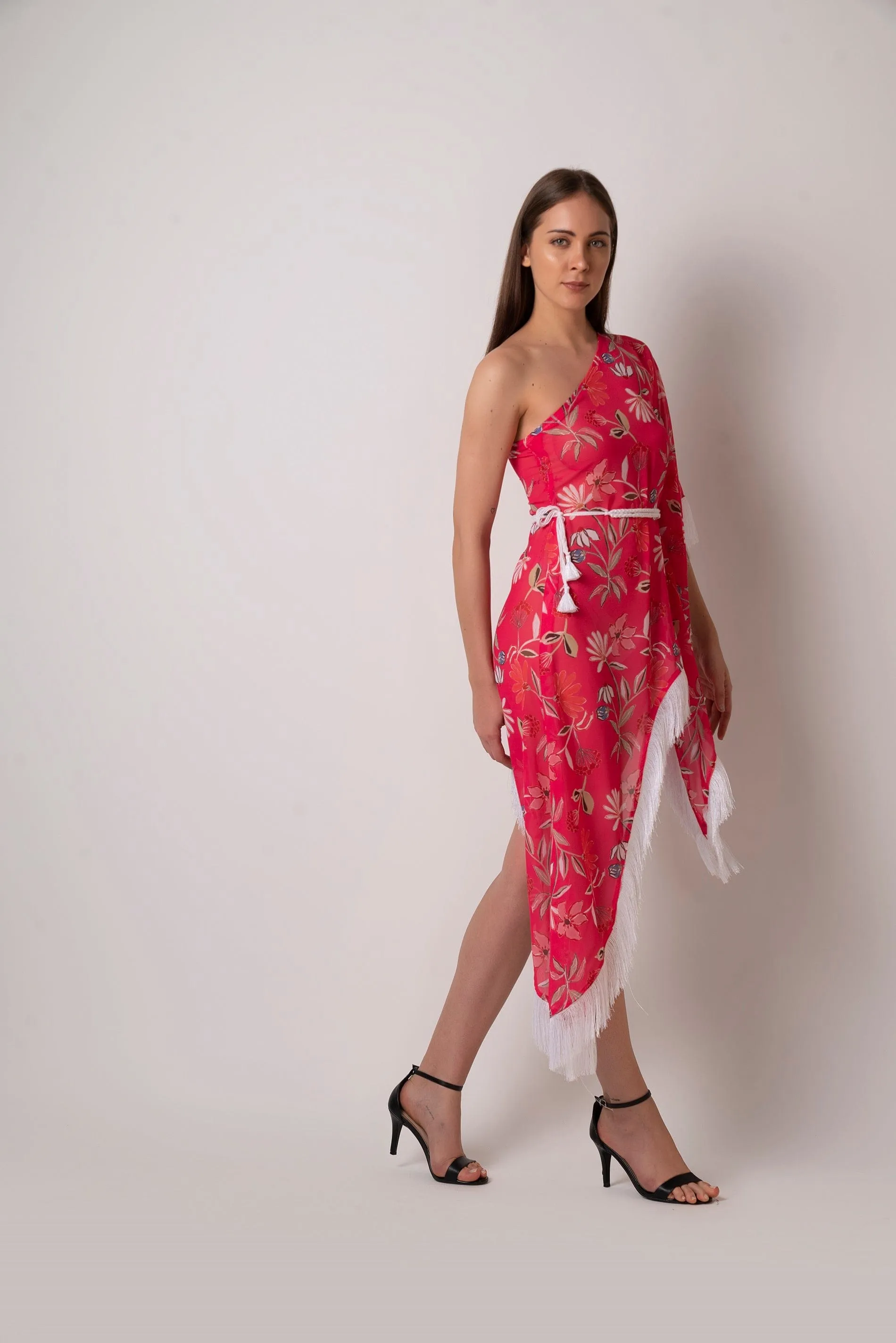 Floral One Shoulder Kaftan Dress