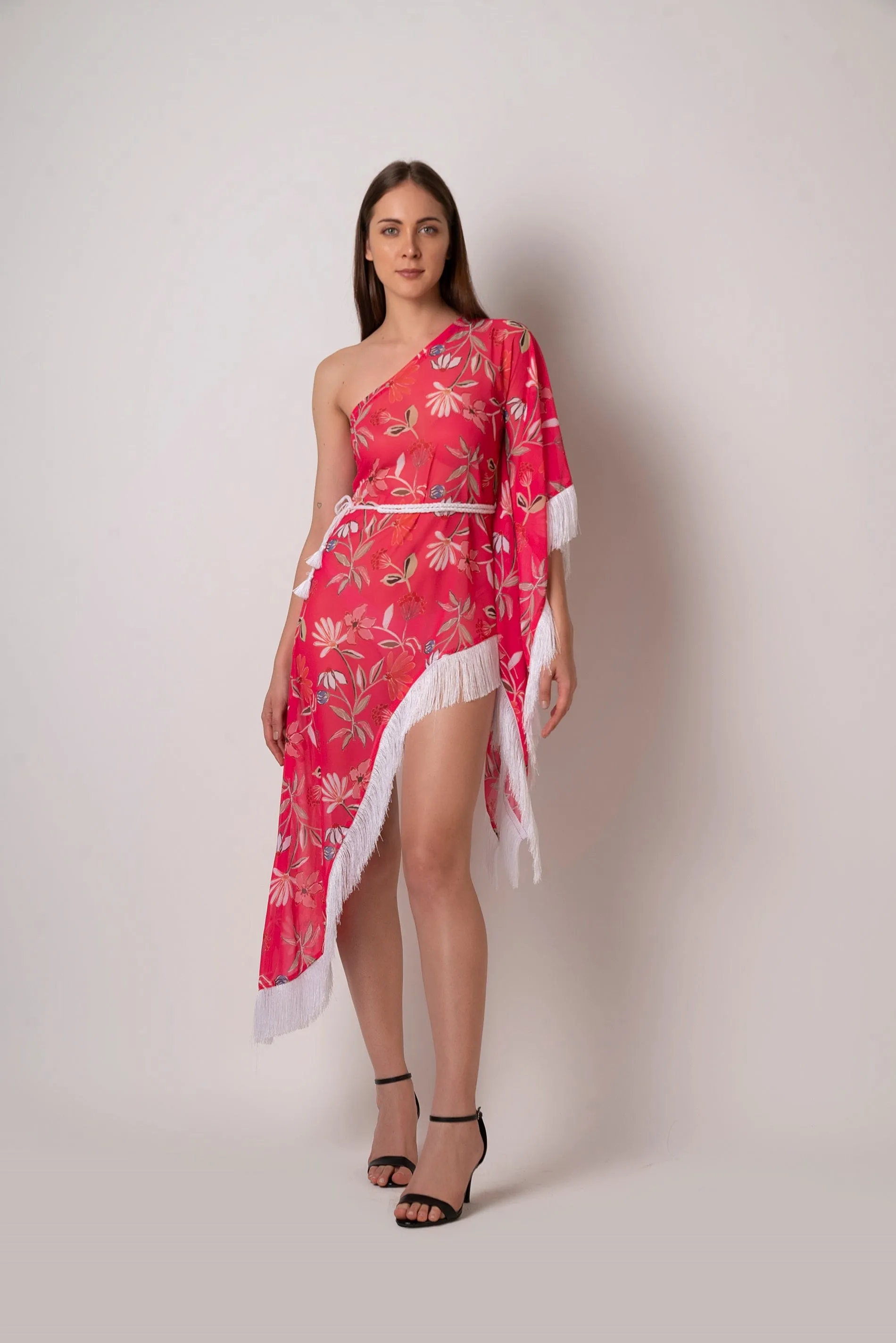 Floral One Shoulder Kaftan Dress