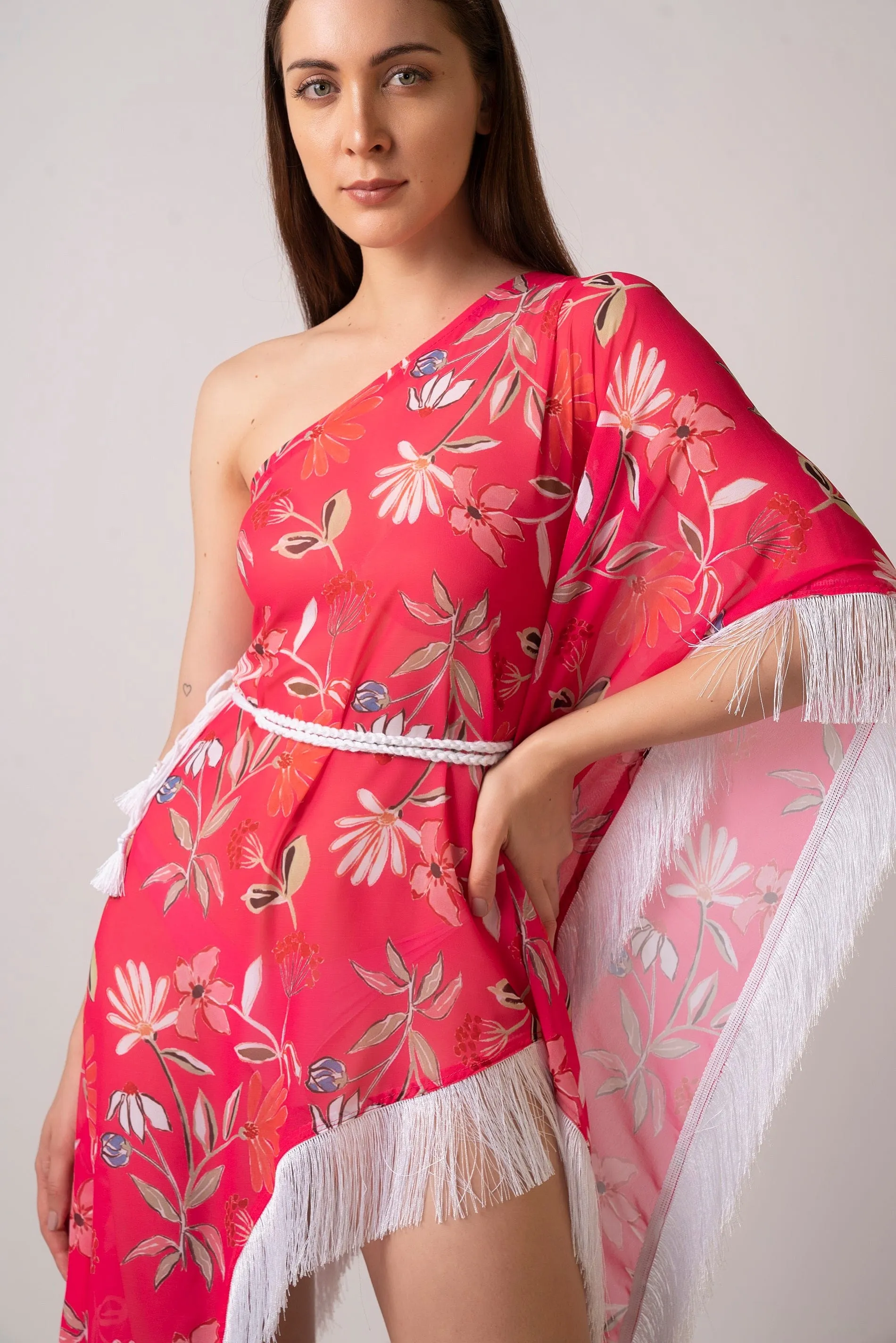 Floral One Shoulder Kaftan Dress