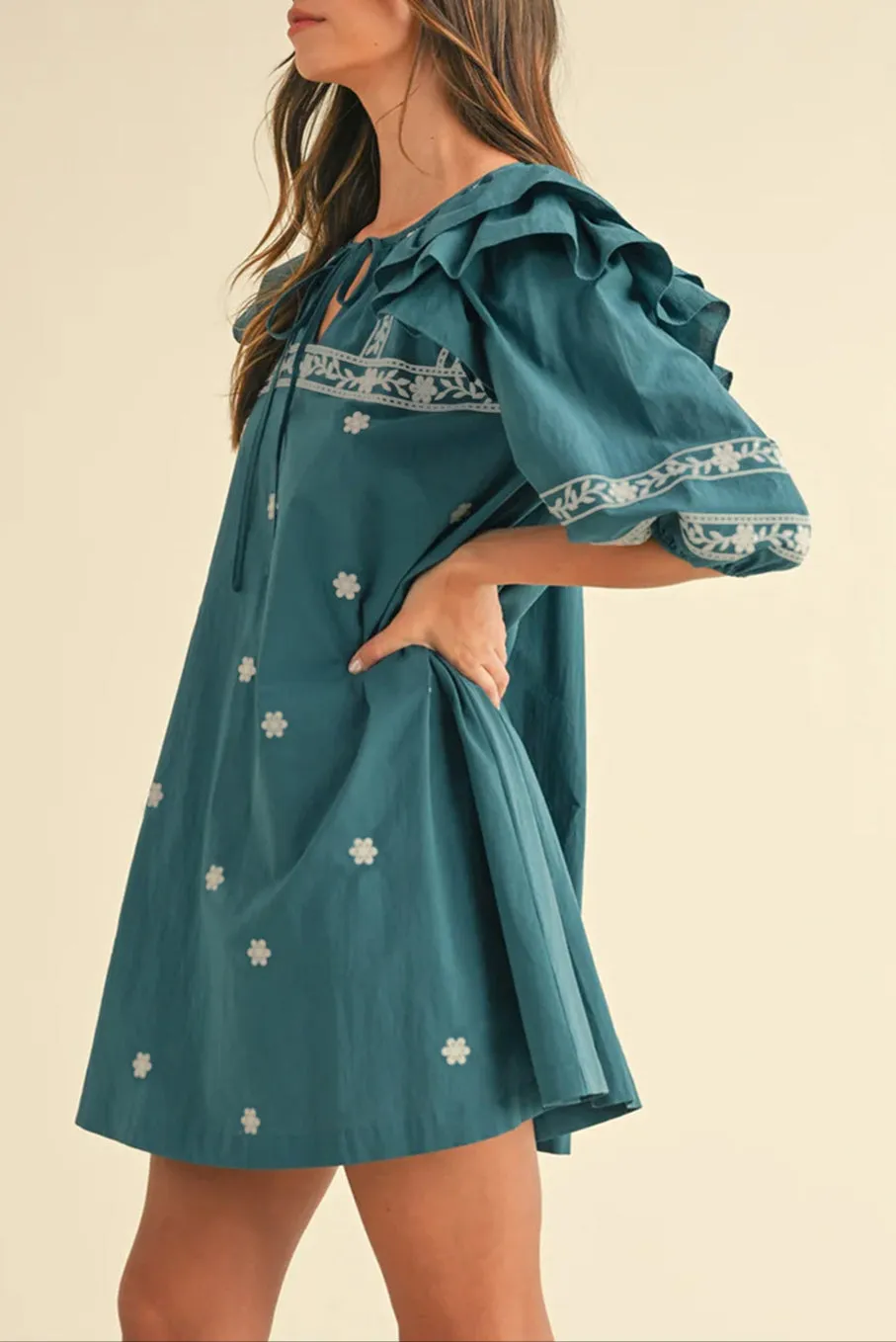 Floral Puff Sleeve Mini Dress