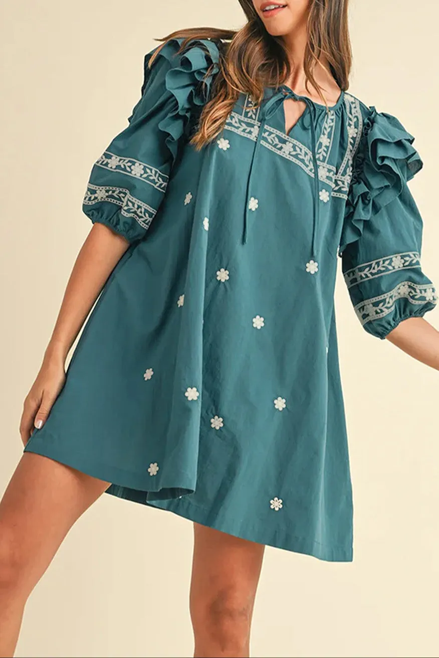Floral Puff Sleeve Mini Dress