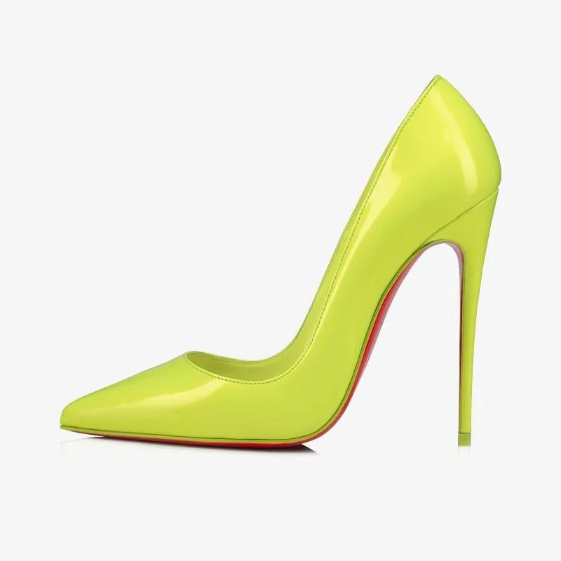 Fluo Yellow Patent Leather 120mm Pumps
