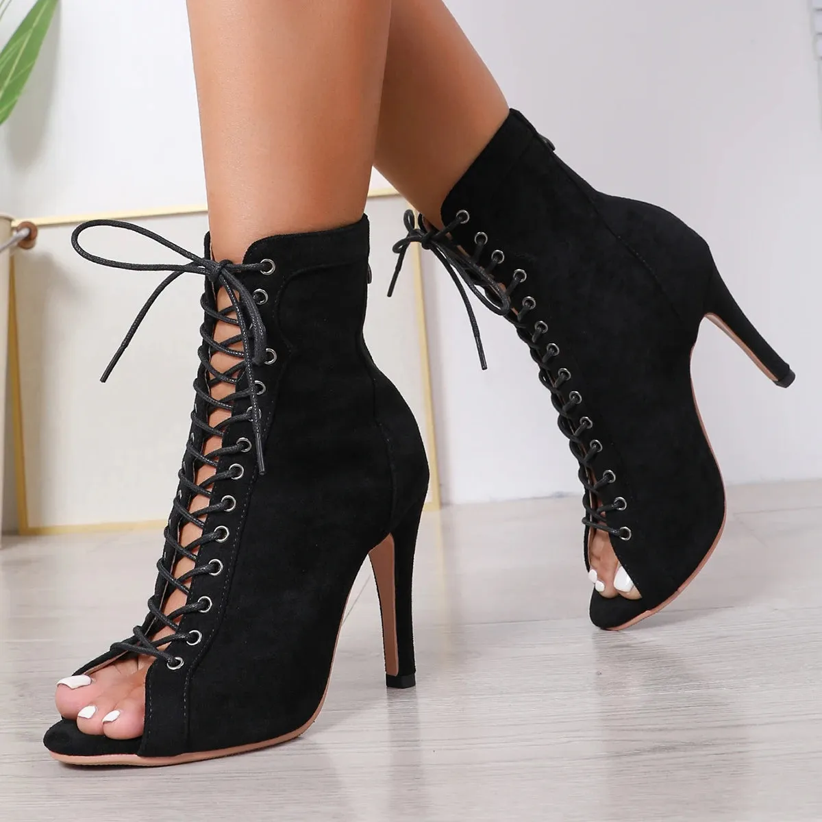 Funki Buys | Boots | Women's Lace-up Suede Sole Dance Shoes