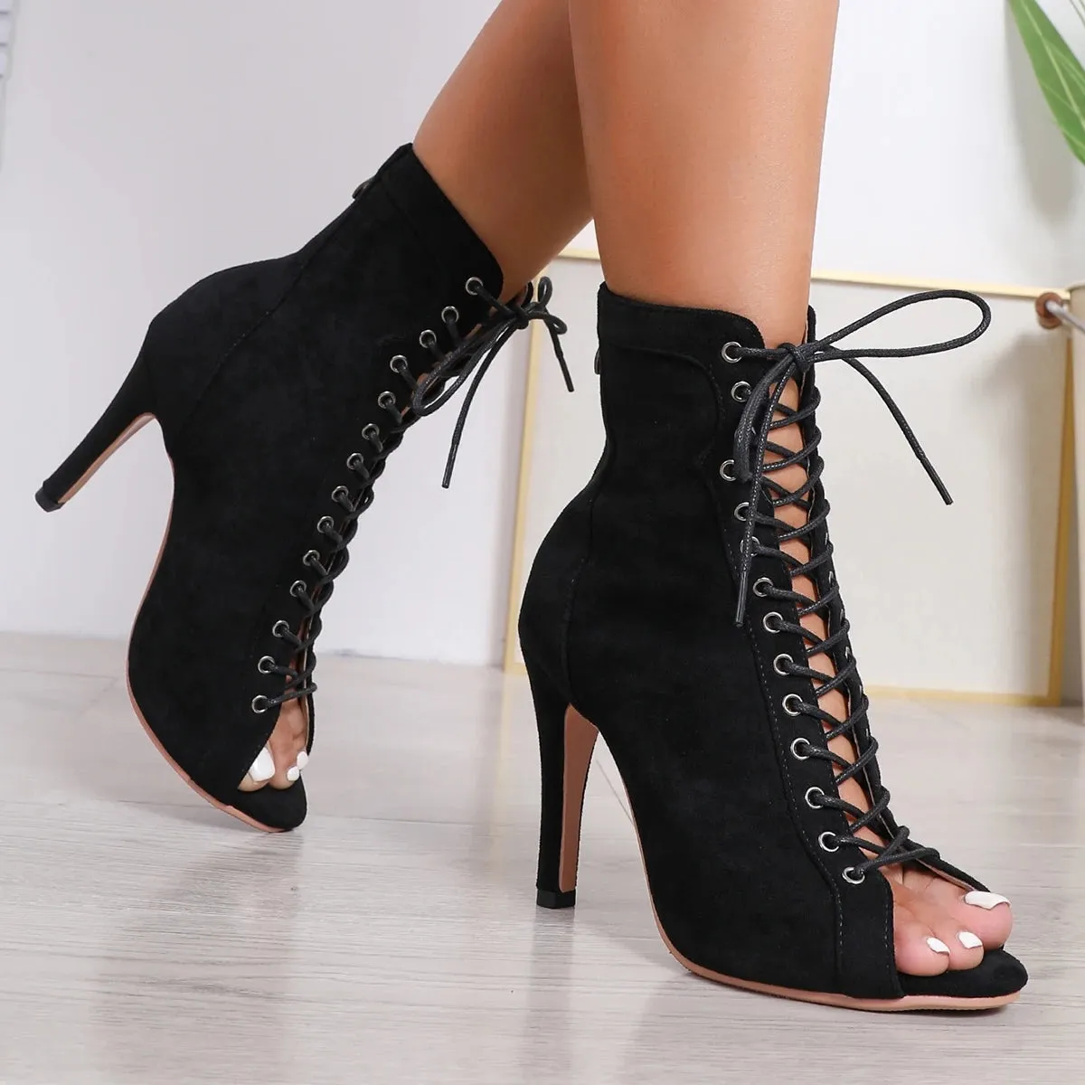 Funki Buys | Boots | Women's Lace-up Suede Sole Dance Shoes