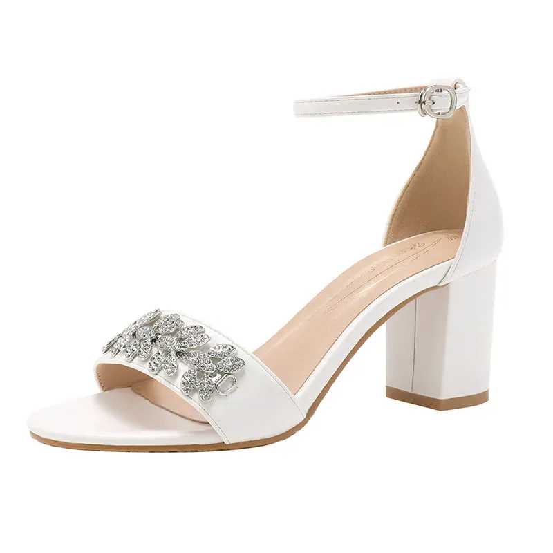 Funki Buys | Shoes | Women's Rhinestone Block Heeled Sandal