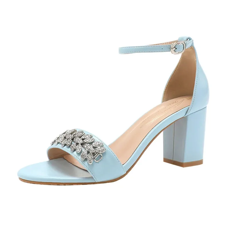 Funki Buys | Shoes | Women's Rhinestone Block Heeled Sandal