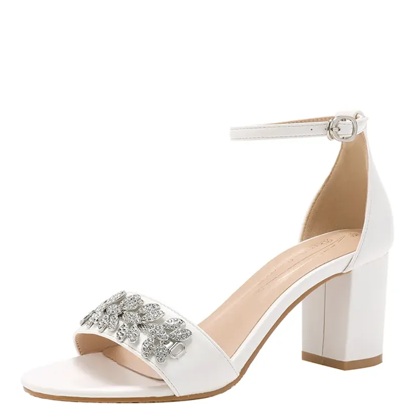 Funki Buys | Shoes | Women's Rhinestone Block Heeled Sandal
