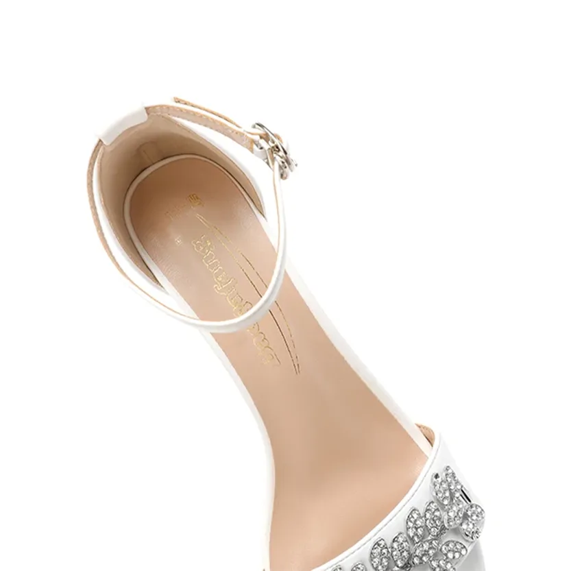 Funki Buys | Shoes | Women's Rhinestone Block Heeled Sandal