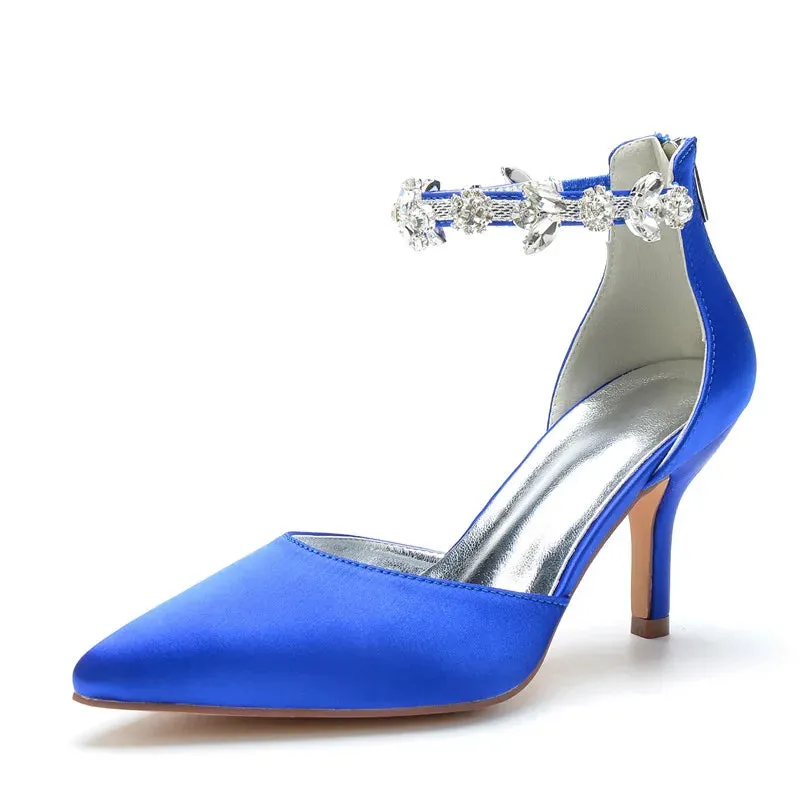 Funki Buys | Shoes | Women's Satin Crystal Formal Dress Pump