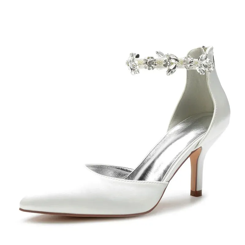 Funki Buys | Shoes | Women's Satin Crystal Formal Dress Pump