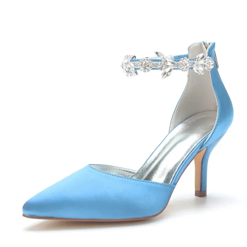 Funki Buys | Shoes | Women's Satin Crystal Formal Dress Pump