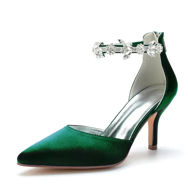 Funki Buys | Shoes | Women's Satin Crystal Formal Dress Pump