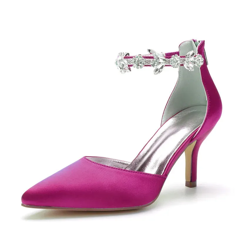 Funki Buys | Shoes | Women's Satin Crystal Formal Dress Pump