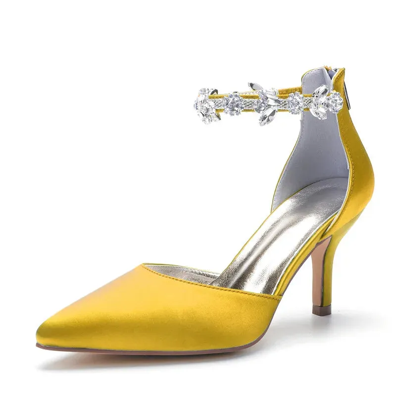 Funki Buys | Shoes | Women's Satin Crystal Formal Dress Pump