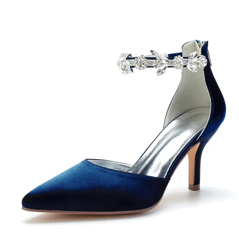 Funki Buys | Shoes | Women's Satin Crystal Formal Dress Pump