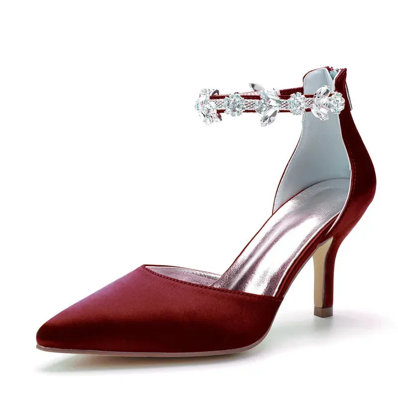 Funki Buys | Shoes | Women's Satin Crystal Formal Dress Pump