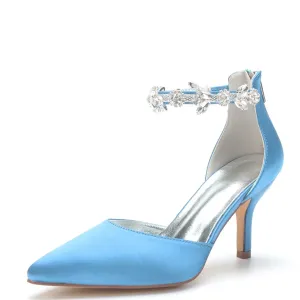 Funki Buys | Shoes | Women's Satin Crystal Formal Dress Pump