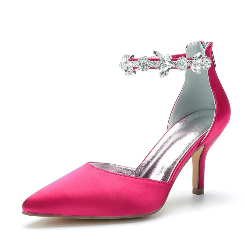 Funki Buys | Shoes | Women's Satin Crystal Formal Dress Pump