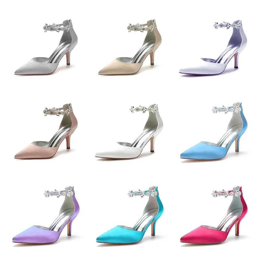 Funki Buys | Shoes | Women's Satin Crystal Formal Dress Pump