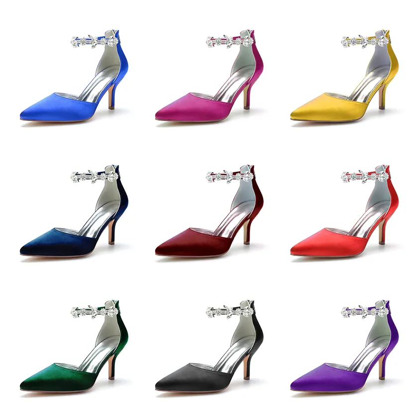 Funki Buys | Shoes | Women's Satin Crystal Formal Dress Pump