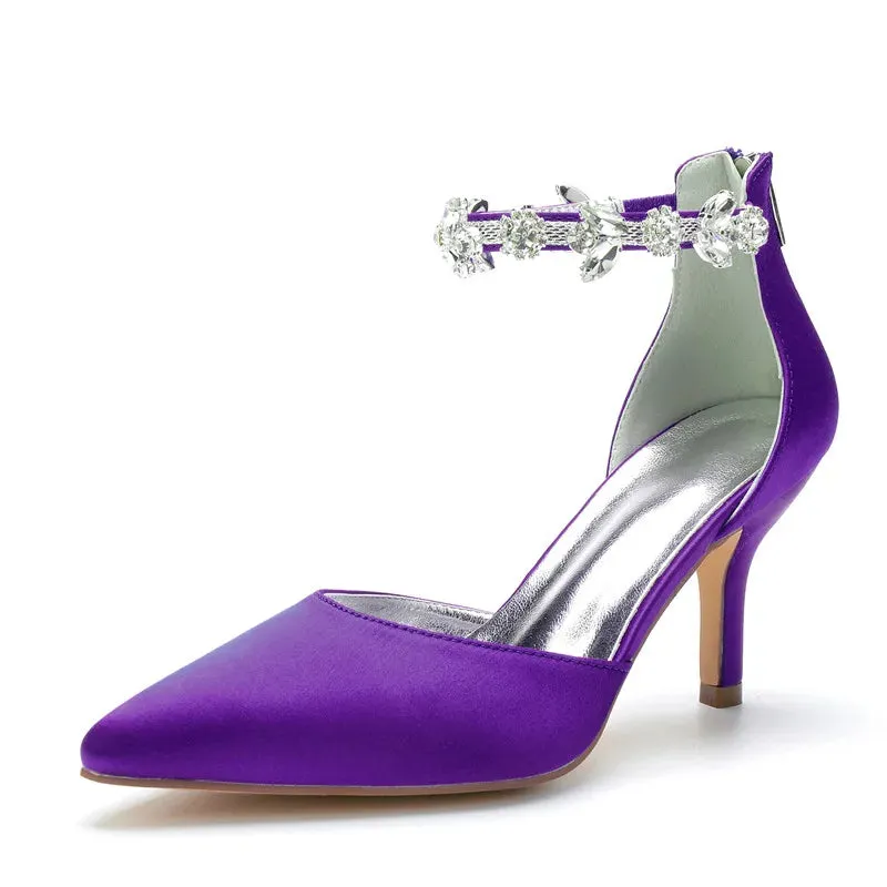 Funki Buys | Shoes | Women's Satin Crystal Formal Dress Pump