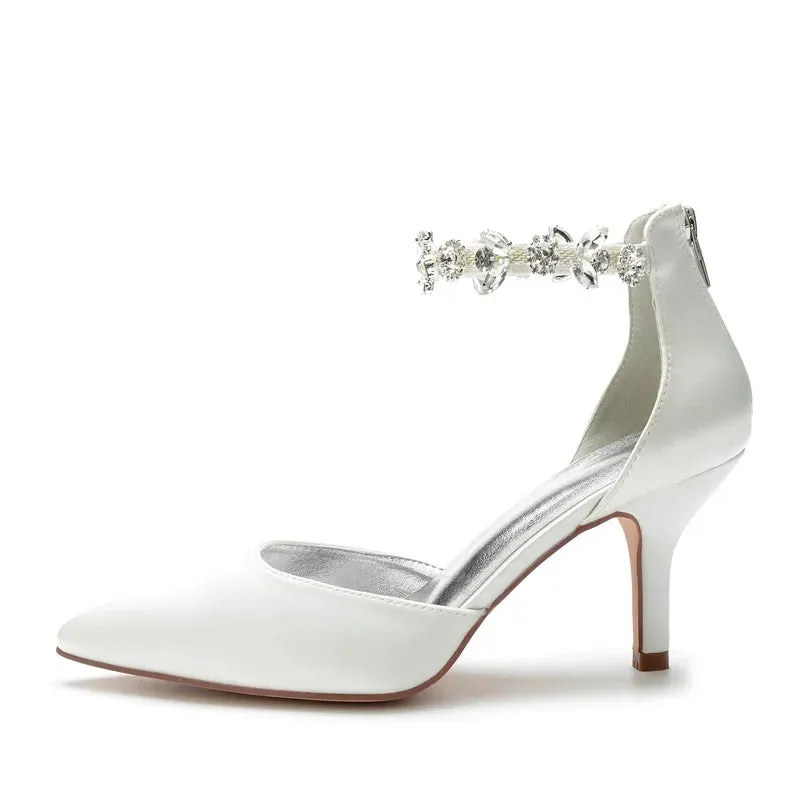 Funki Buys | Shoes | Women's Satin Crystal Formal Dress Pump