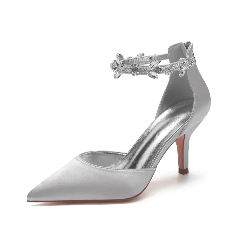 Funki Buys | Shoes | Women's Satin Crystal Formal Dress Pump