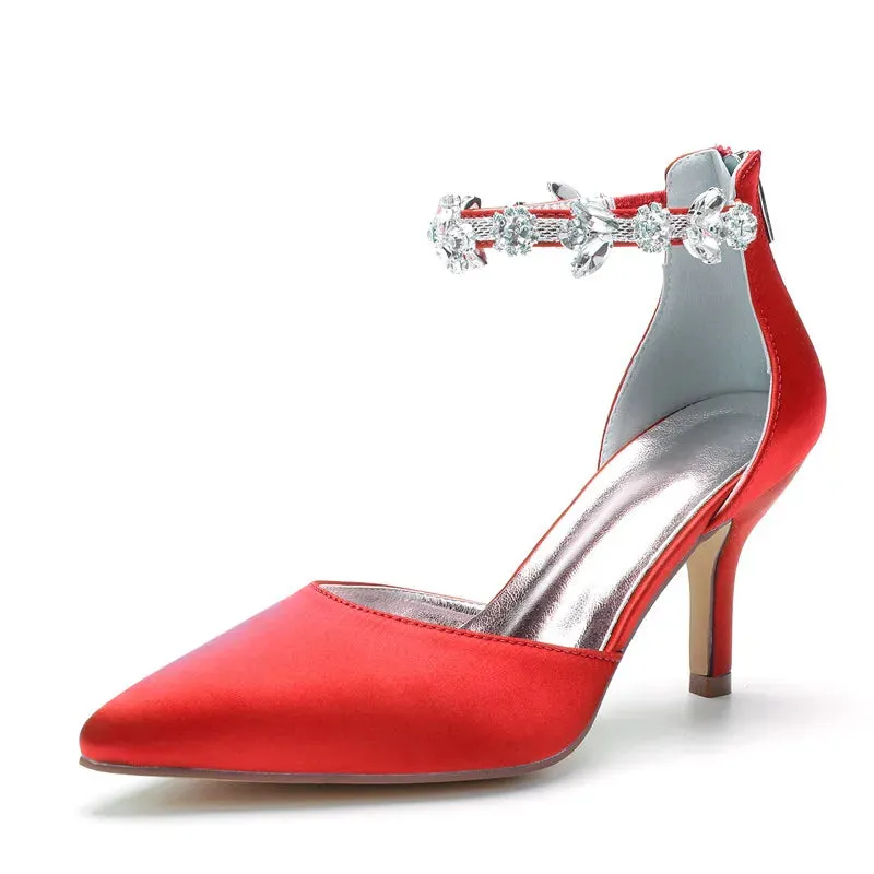 Funki Buys | Shoes | Women's Satin Crystal Formal Dress Pump