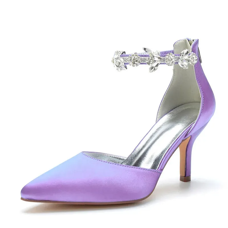 Funki Buys | Shoes | Women's Satin Crystal Formal Dress Pump