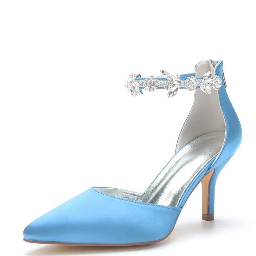 Funki Buys | Shoes | Women's Satin Crystal Formal Dress Pump