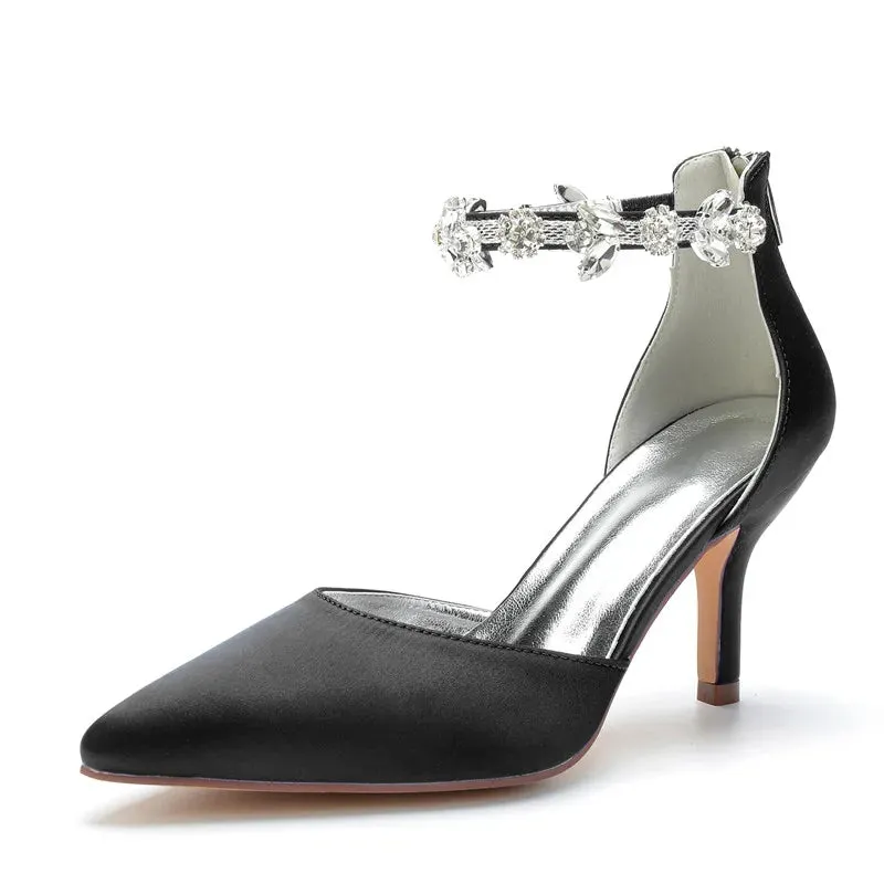 Funki Buys | Shoes | Women's Satin Crystal Formal Dress Pump