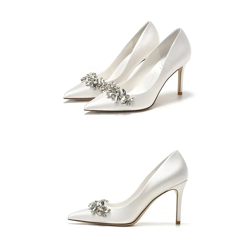 Funki Buys | Shoes | Women's Satin Crystal Wedding Pumps