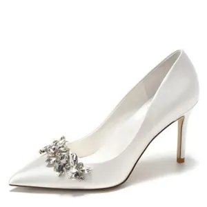 Funki Buys | Shoes | Women's Satin Crystal Wedding Pumps