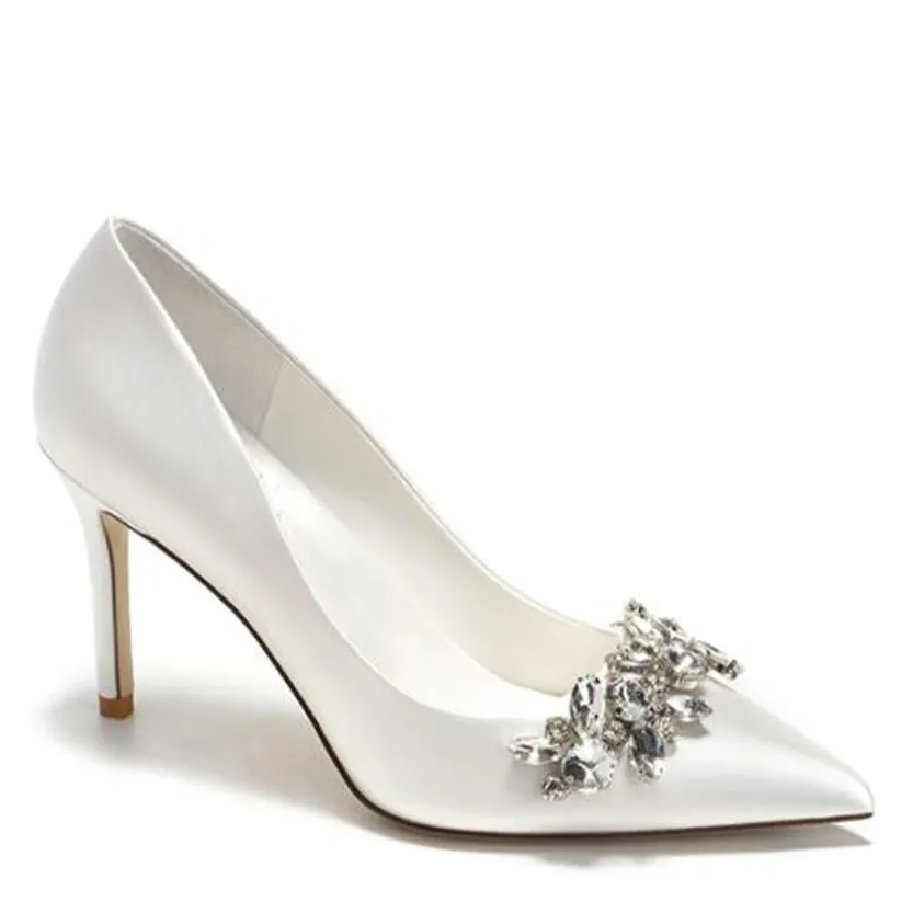 Funki Buys | Shoes | Women's Satin Crystal Wedding Pumps