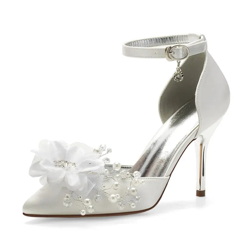 Funki Buys | Shoes | Women's Satin Pearl High Heel Bridal Shoe