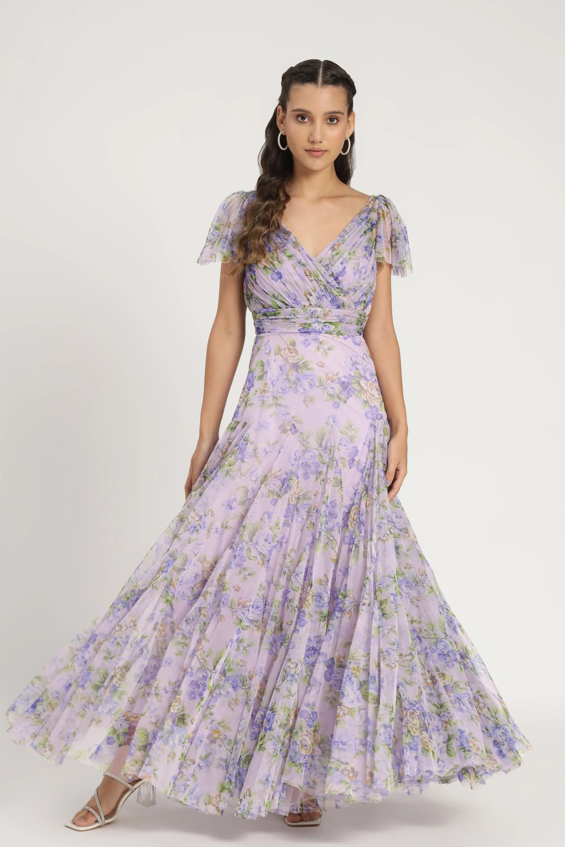 Gally Maxi Dress in Lilac Print
