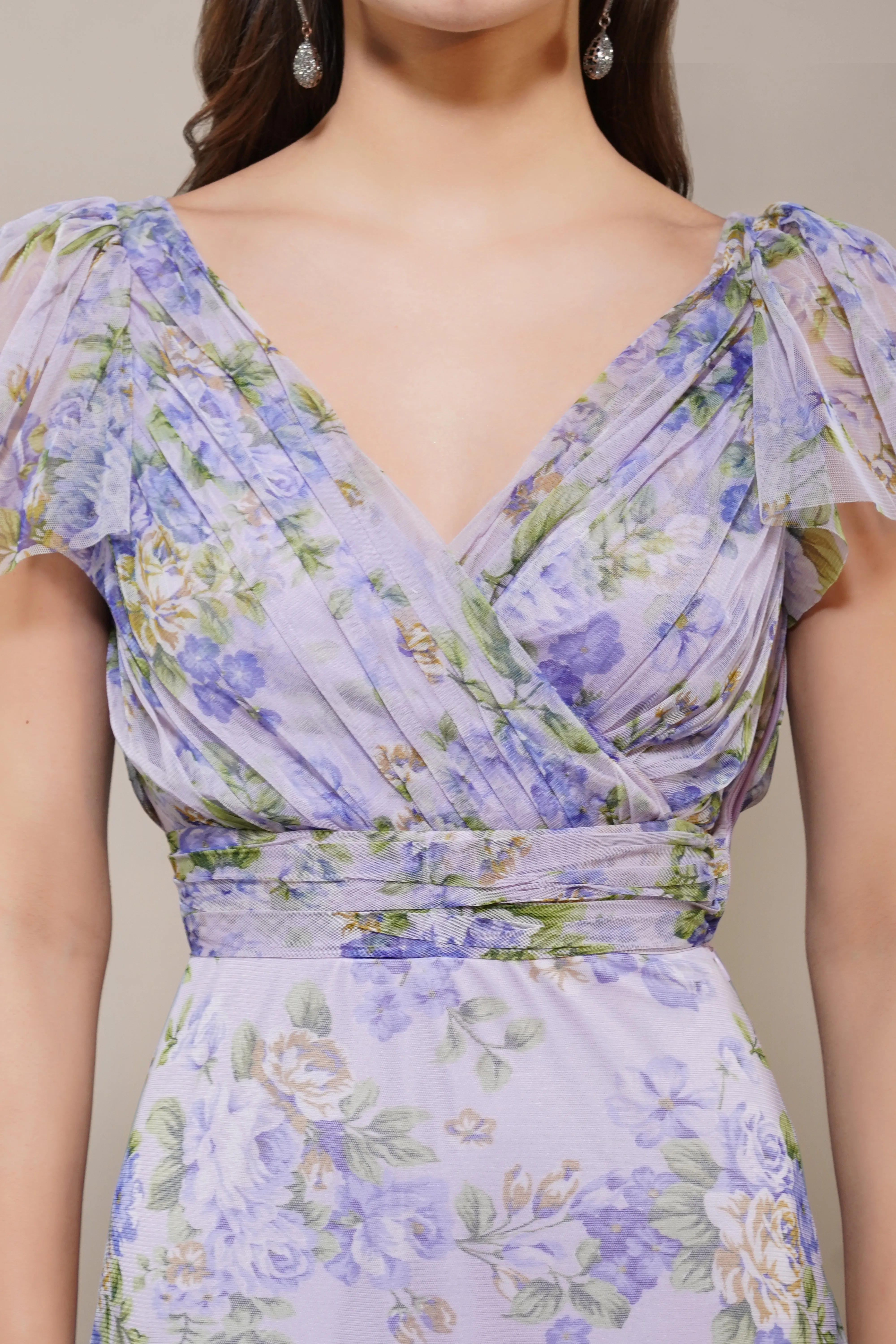 Gally Maxi Dress in Lilac Print