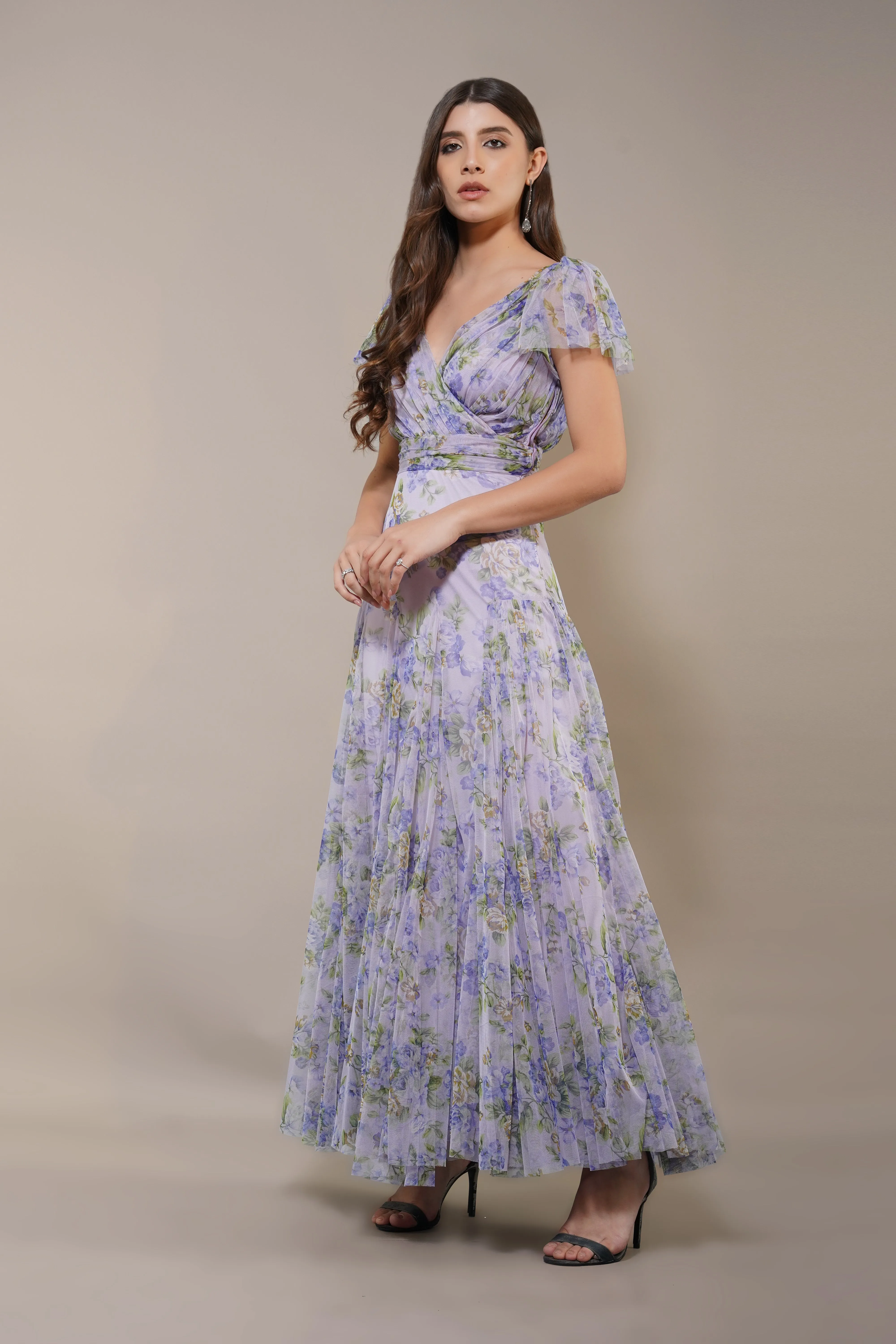 Gally Maxi Dress in Lilac Print