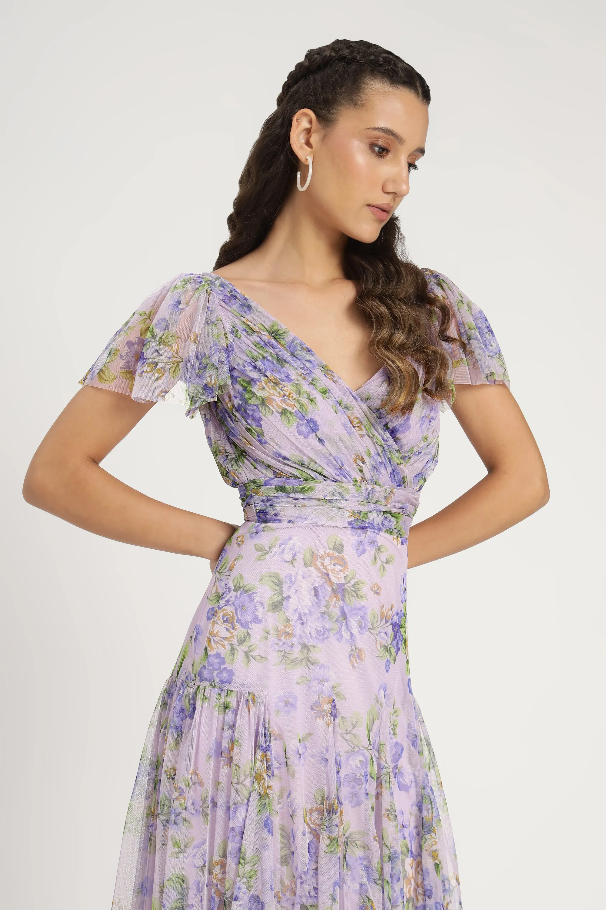Gally Maxi Dress in Lilac Print