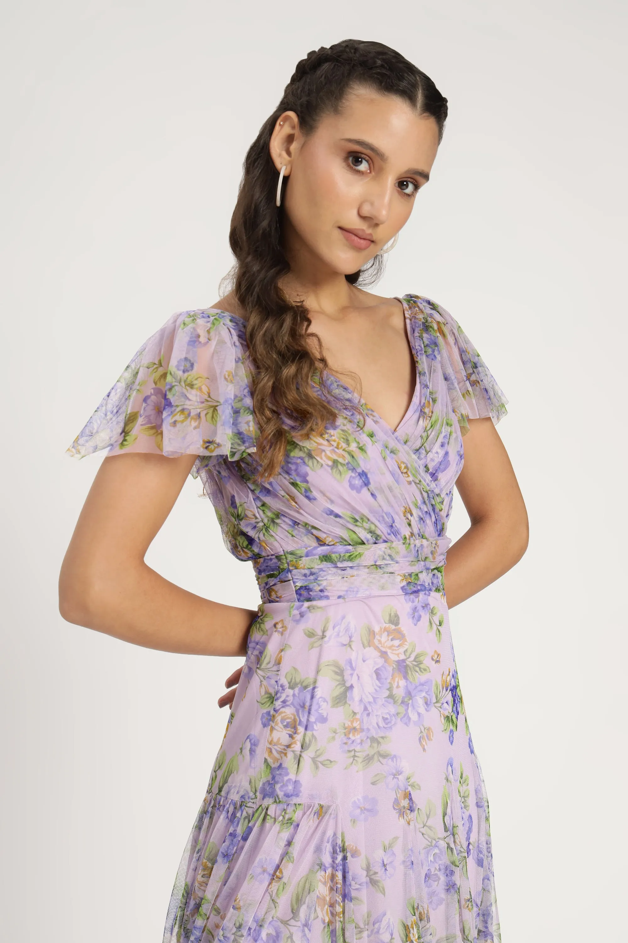 Gally Maxi Dress in Lilac Print