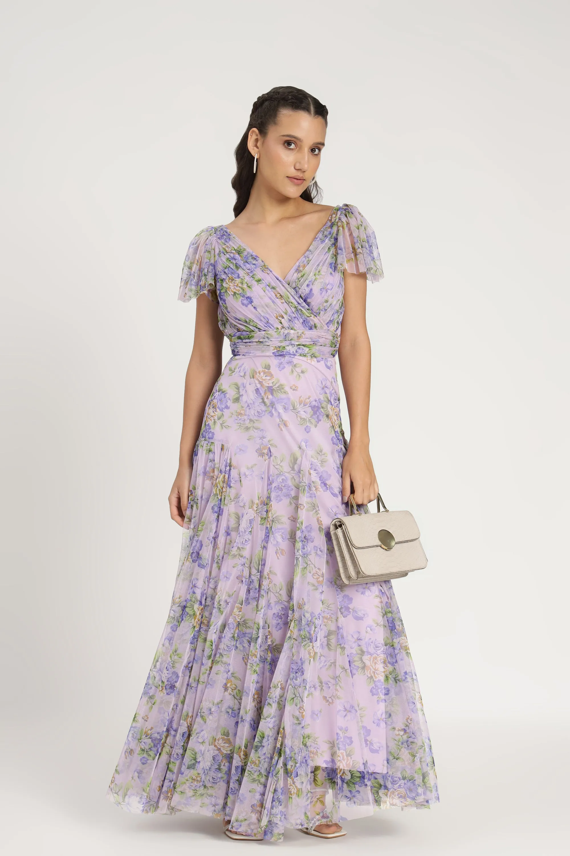 Gally Maxi Dress in Lilac Print