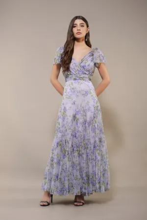 Gally Maxi Dress in Lilac Print