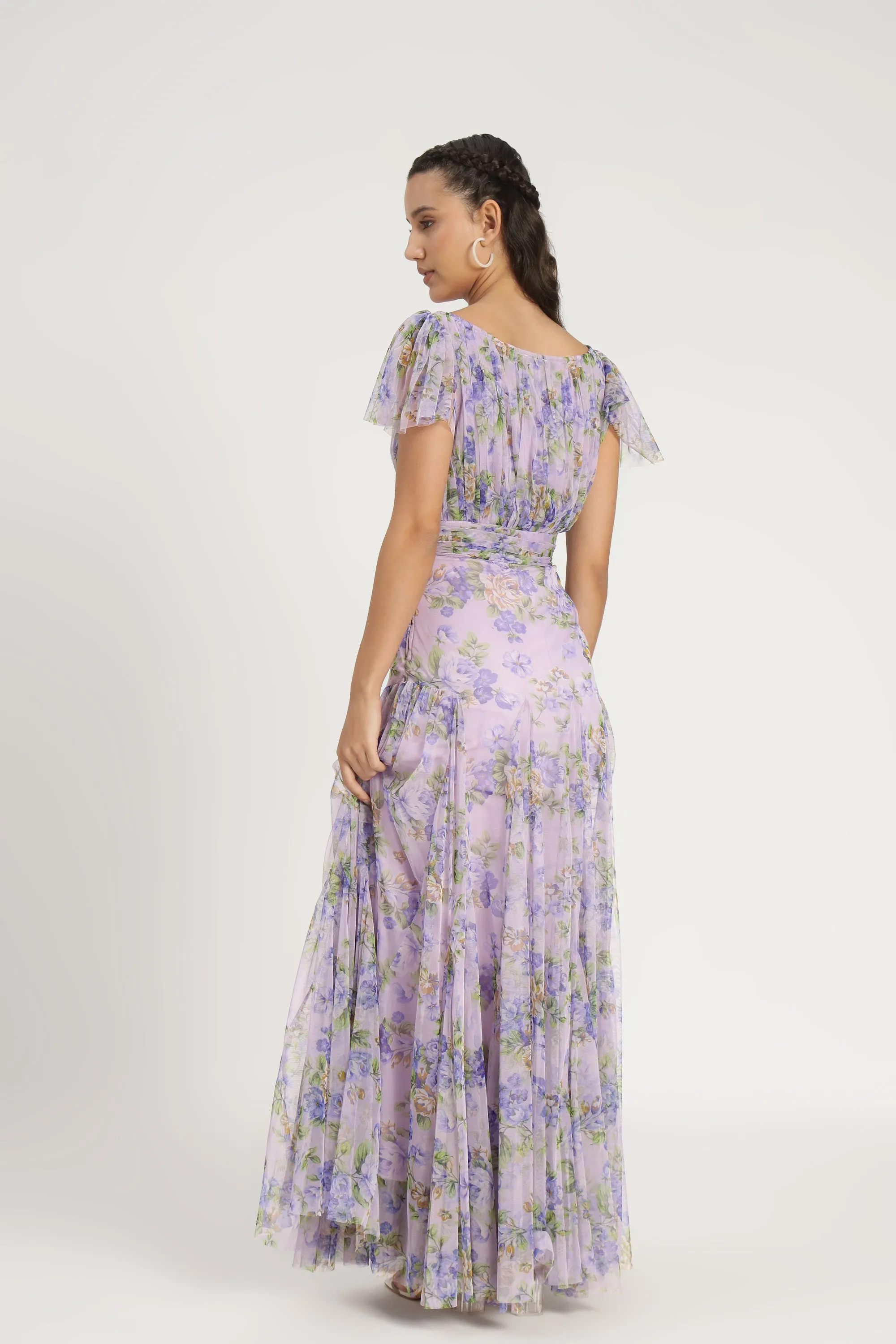 Gally Maxi Dress in Lilac Print