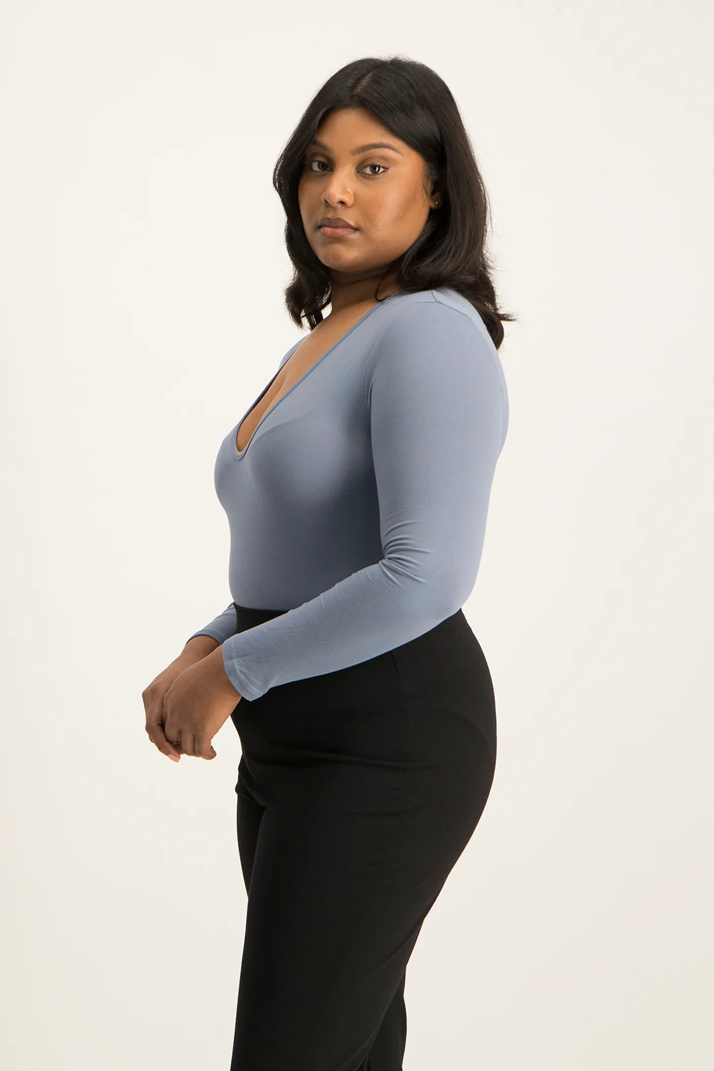 Gigi V-Neck Bodysuit - Flintstone