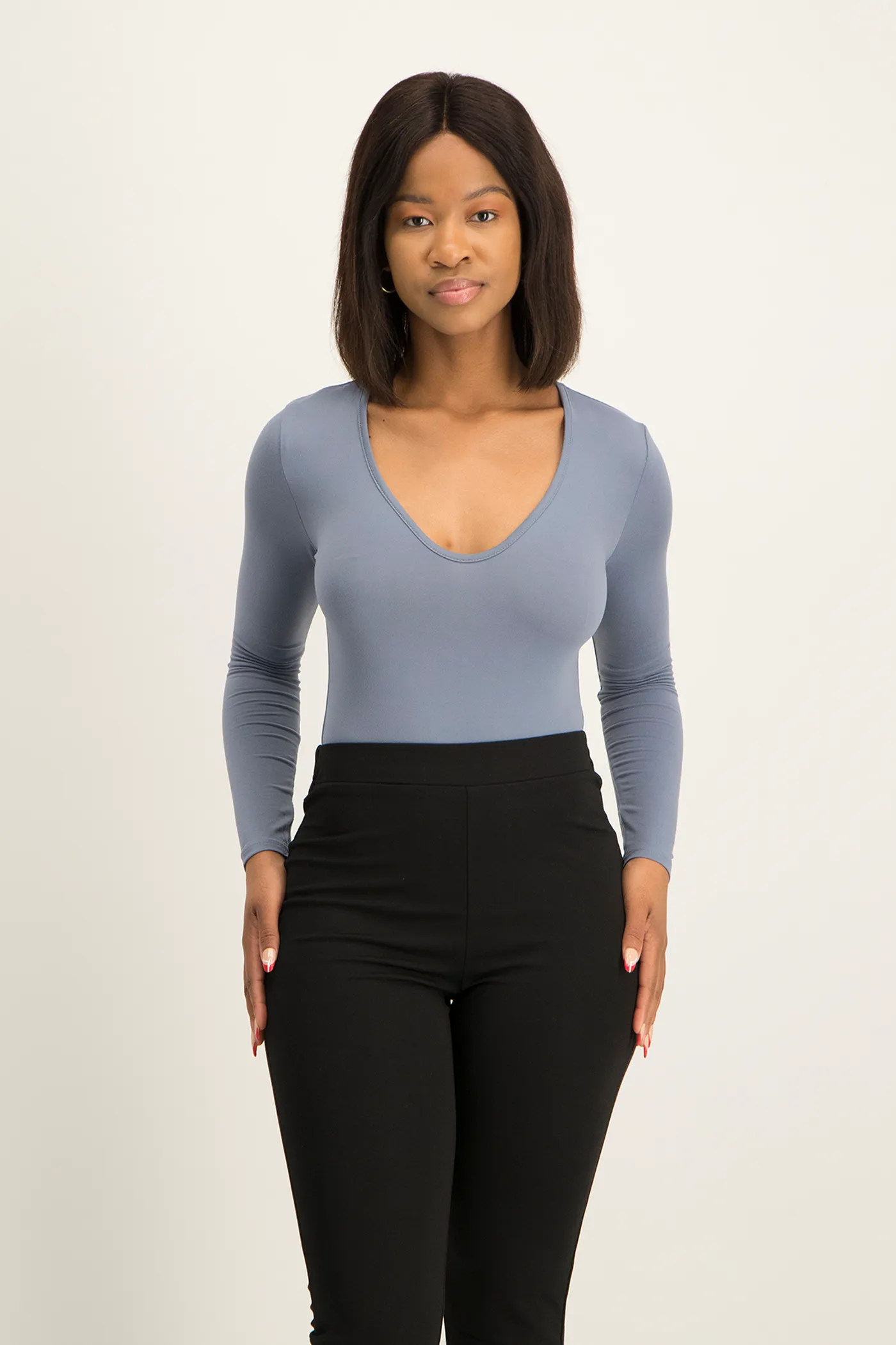 Gigi V-Neck Bodysuit - Flintstone